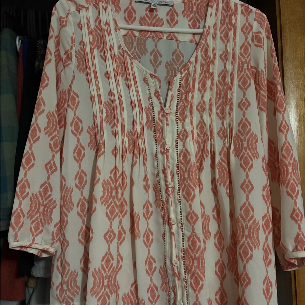 Collective Concepts Coral and White Blouse